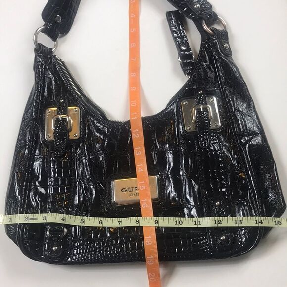 Vintage Guess Est 1981 Black Shoulder Women Bag - Picture 8 of 16